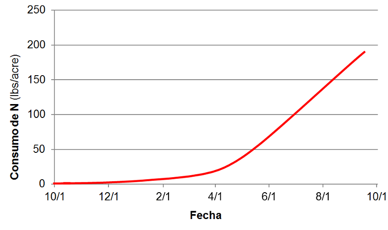 Curva de consumo de
                      N en Fresas